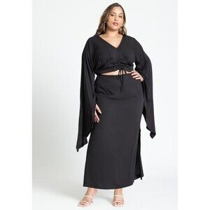 NWT Eloquii Dramatic Sleeve Black Cinch Crop Top Size 24 Plus